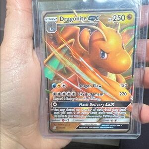 Pokemon Dragonite GX Card - Orange and Gold